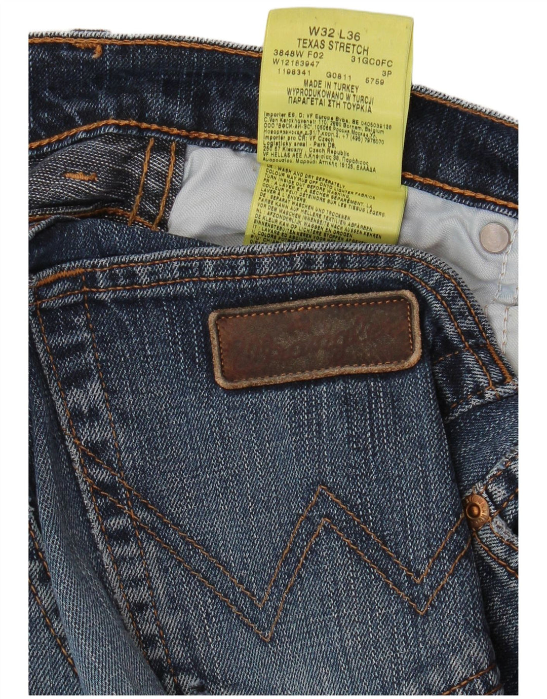 WRANGLER Masculino Texas Stretch Straight Jeans W32 L36 Azul Algodão