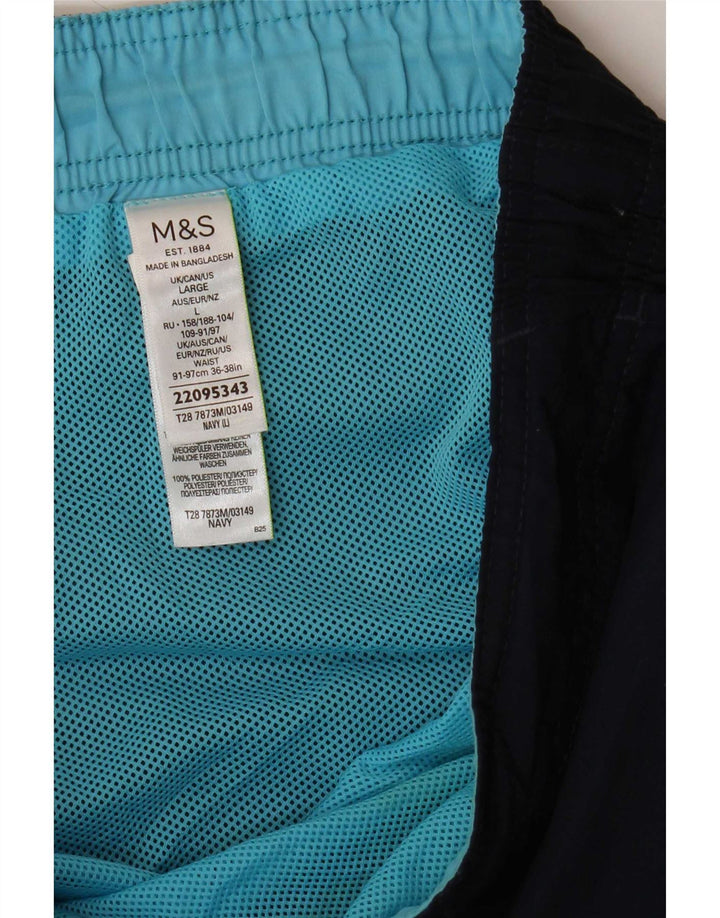 Shorts de natação masculino Marks & Spencer grande poliéster azul marinho