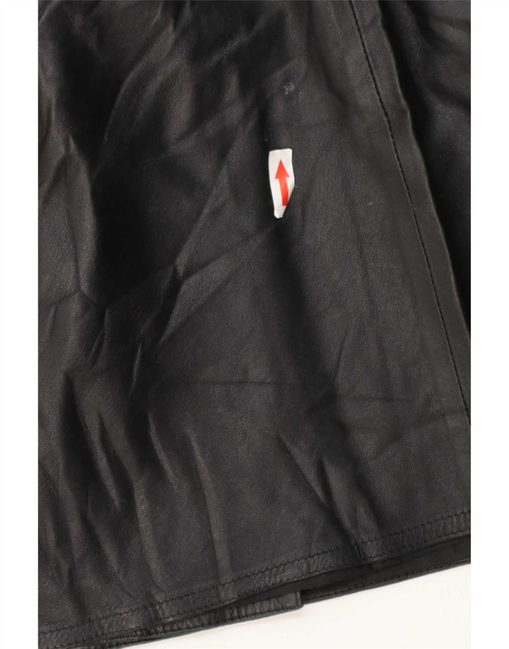 Saia de couro feminina vintage W28 média preta