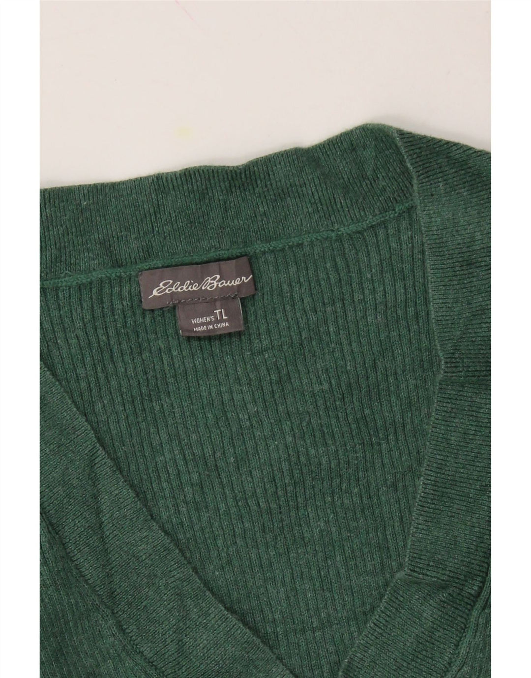 EDDIE BAUER Womens V-Neck Jumper Sweater UK 14 Large Green Cotton Vintage Eddie Bauer and Second-Hand Eddie Bauer from Messina Hembry 