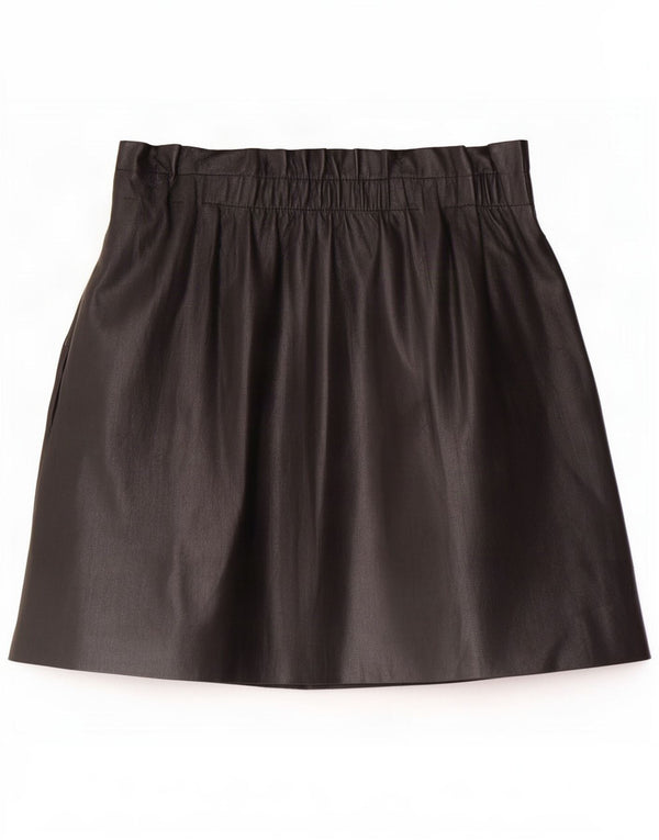 Zara mini saia feminina de couro sintético pequena W26 poliuretano preto