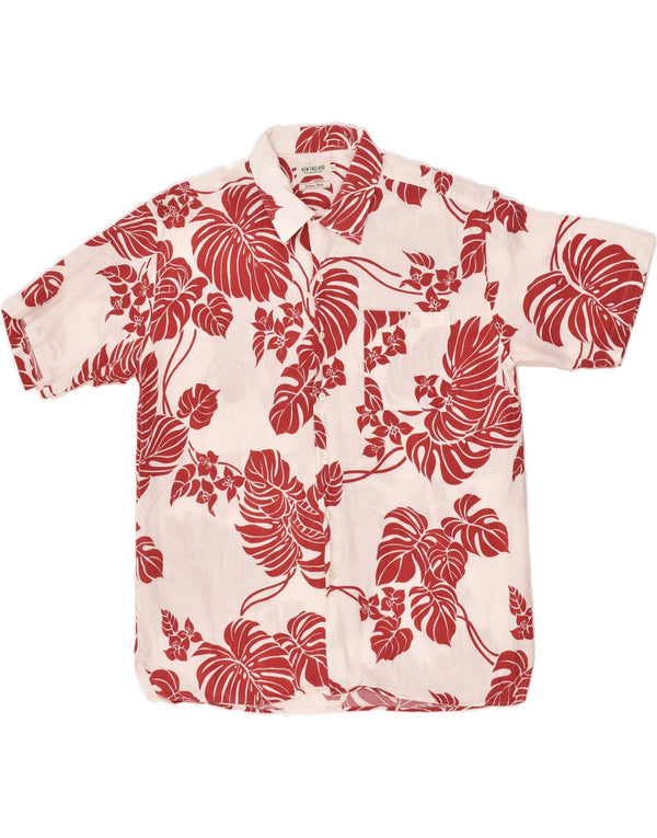 Camisa masculina de manga curta NEW ENGLAND XL vermelha floral