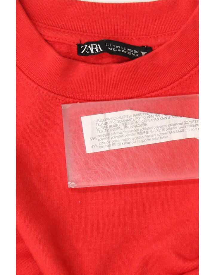 Zara Womens Oversized Sweatshirt Jumper UK 10 Pequeno Poliéster Vermelho