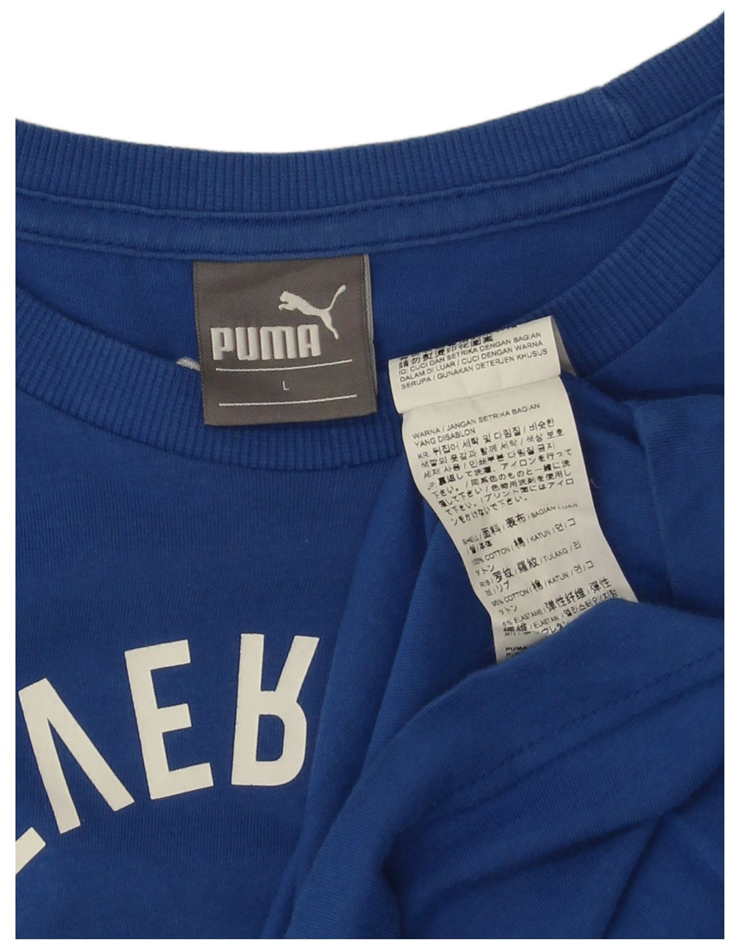 Puma Mens Graphic T-Shirt Top Grande Algodão Azul