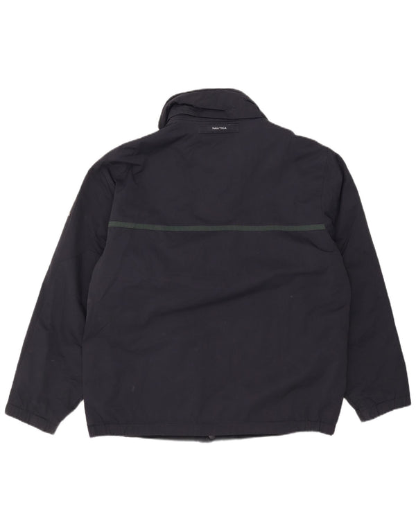 Jaqueta masculina reversível com capuz Nautica UK 40 grande nylon azul marinho