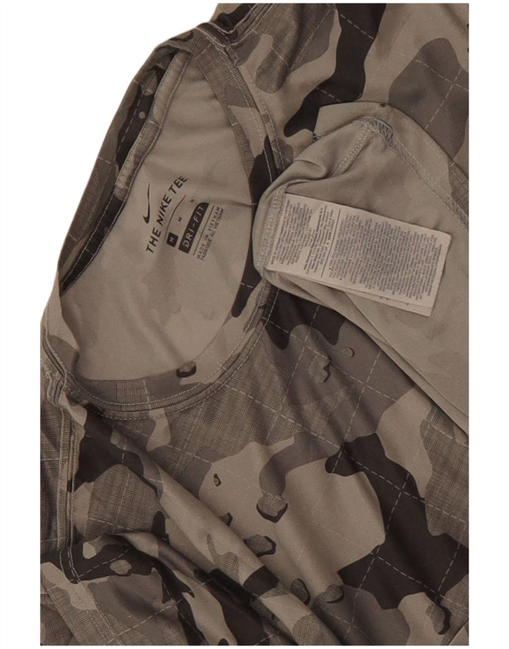 Camiseta masculina Nike Dri Fit Top cinza médio camuflado poliéster