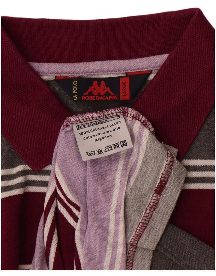 Camisa polo masculina Kappa grande algodão listrado multicolorido
