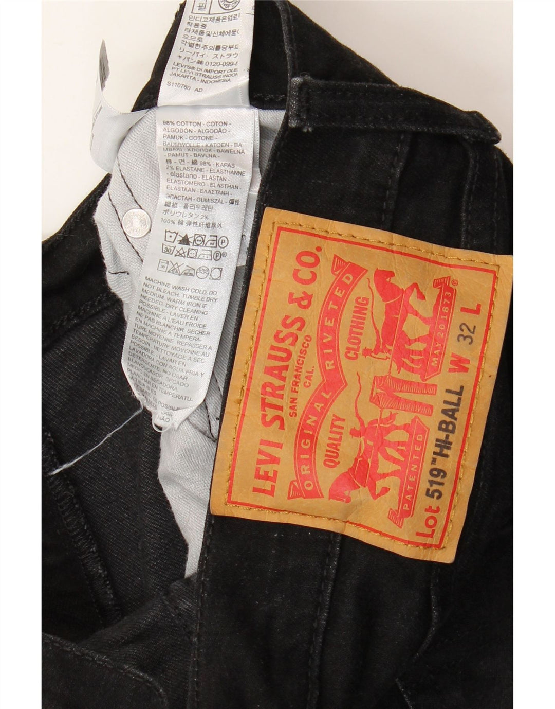 Levi's Masculino 519 Skinny Jeans W32 L29 Algodão Preto