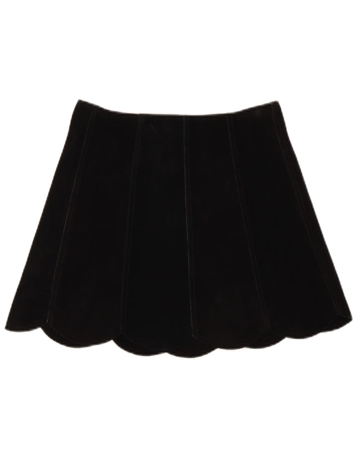 Minissaia feminina VINTAGE de camurça W26 pequena preta