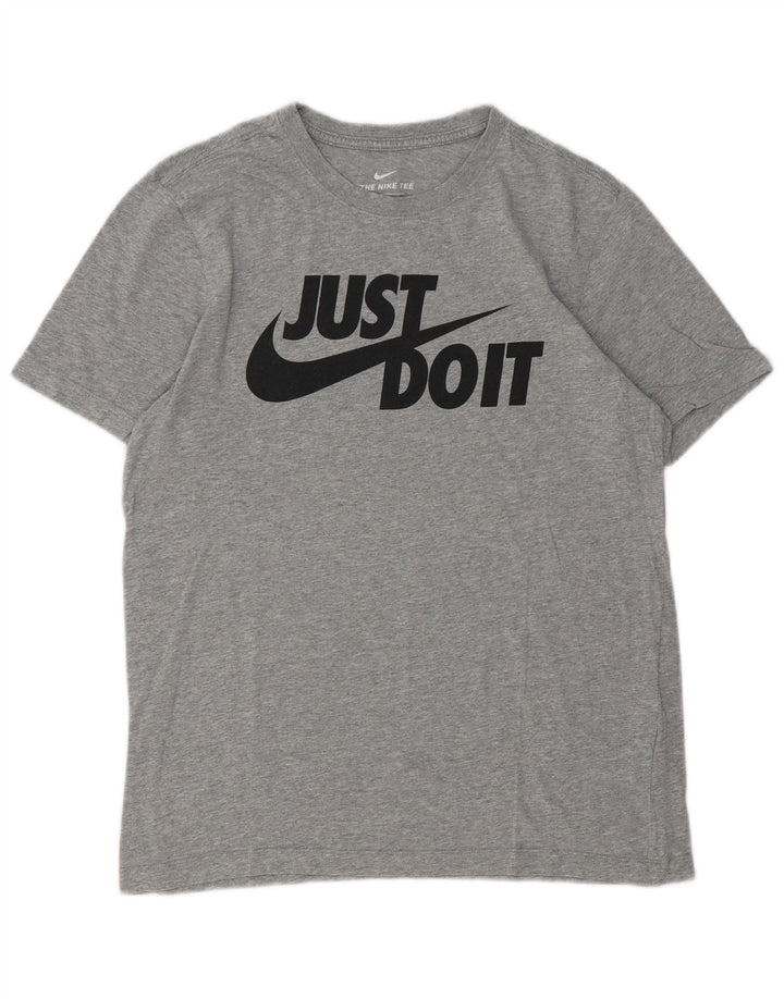 Camiseta Nike masculina gráfica Top médio cinza manchado de algodão