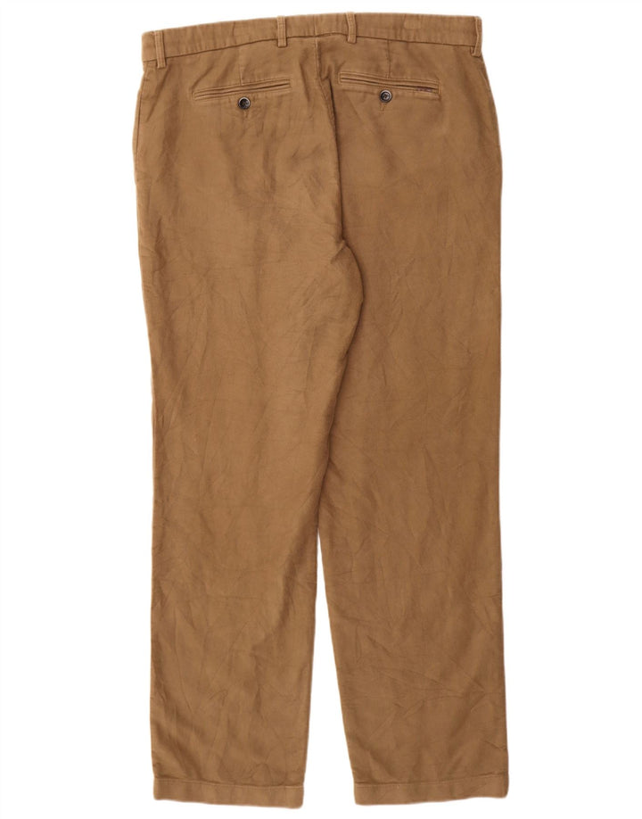 Calça masculina reta regular Marks & Spencer W36 L31 algodão bege