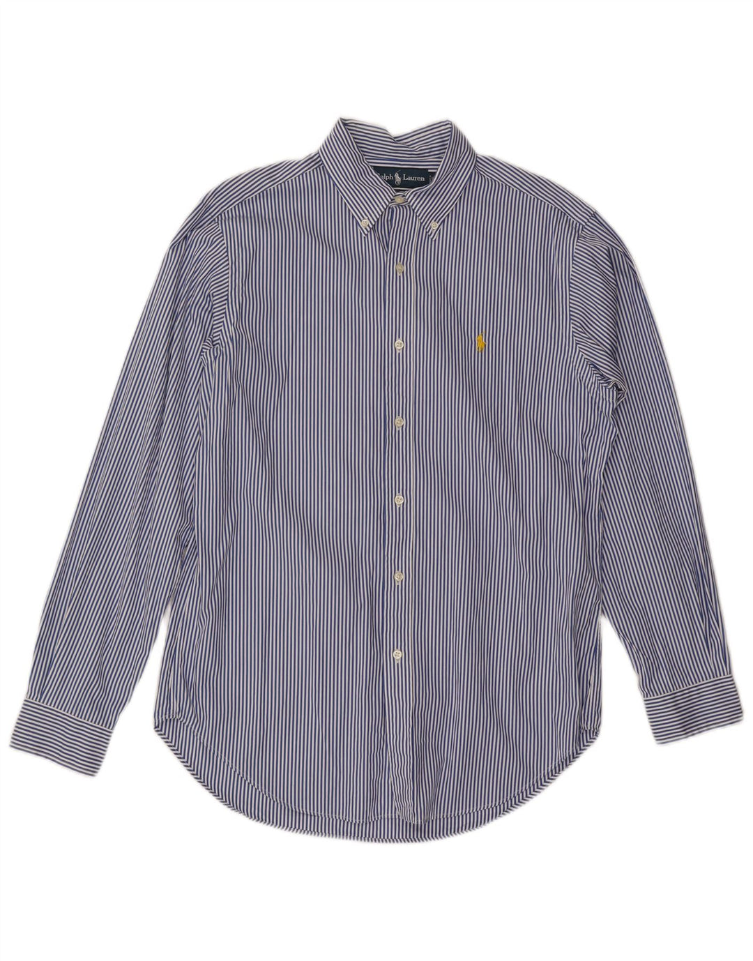 Camisa masculina Ralph Lauren Classic Fit risca de giz azul médio