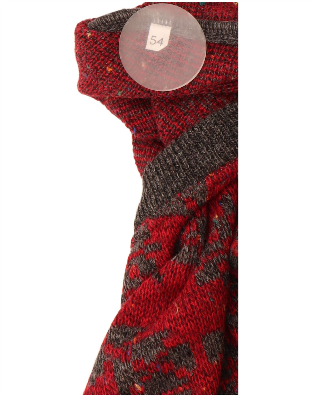 Suéter masculino Cacharel Paris com gola redonda IT 54 XL lã geométrica vermelha