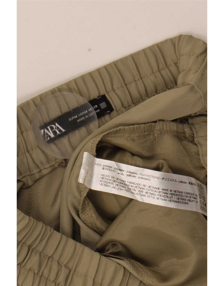 Zara Calça jogger feminina casual médio W28 L26 poliéster cáqui