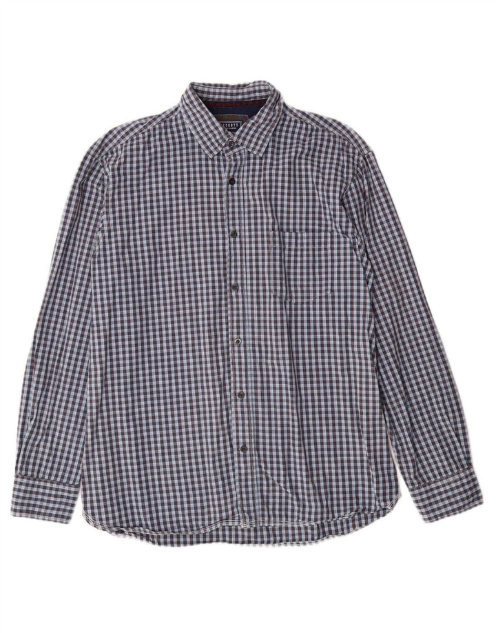 Camisa masculina PECKOTT XL azul algodão guingão