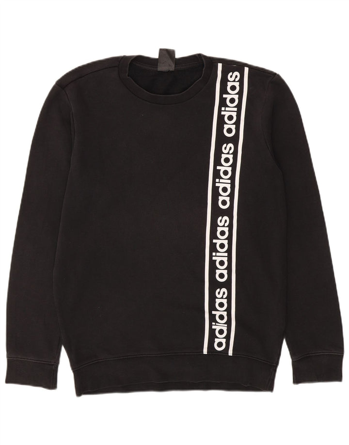 ADIDAS Mens Graphic Sweatshirt Jumper Médio Algodão Preto