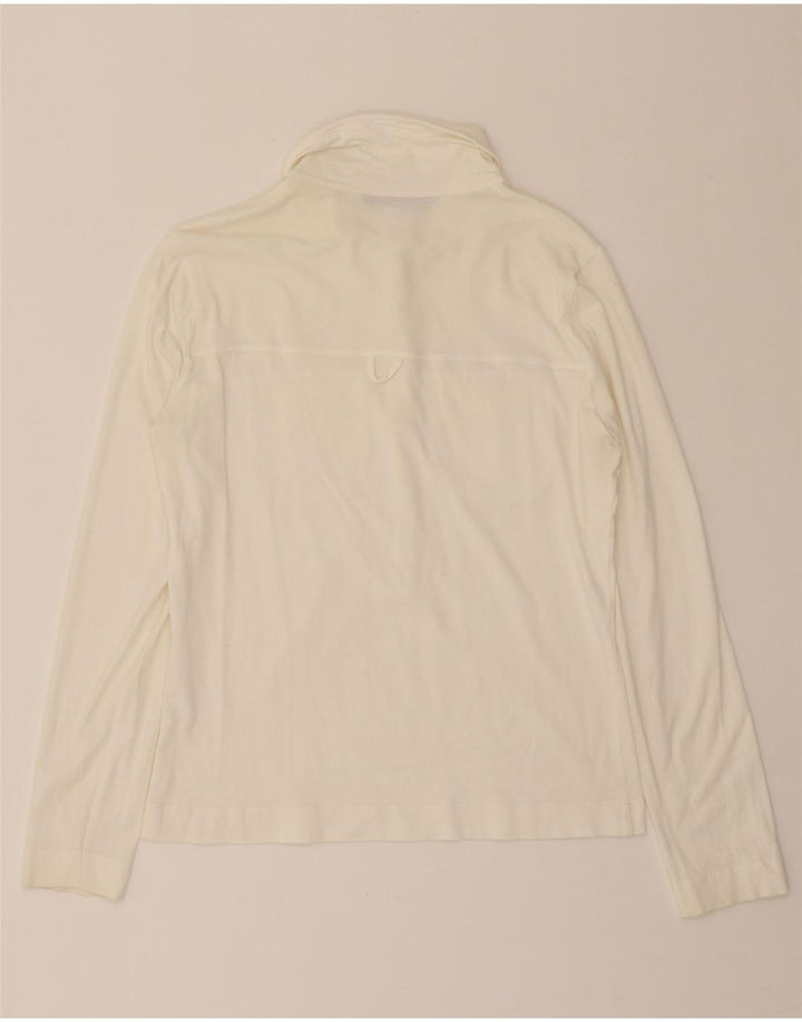 VINTAGE Womens Long Sleeve Polo Shirt IT 48 XL White Cotton Vintage Vintage and Second-Hand Vintage from Messina Hembry 