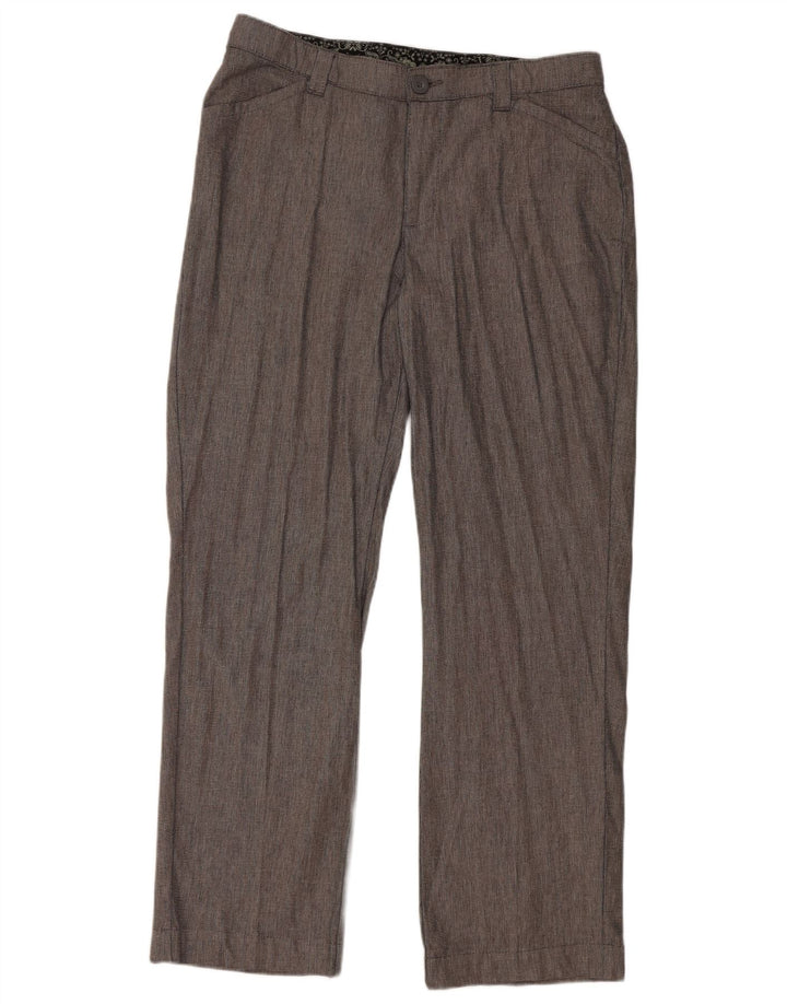 Calça feminina casual reta LEE EUA 12 grande W34 L30 algodão xadrez cinza