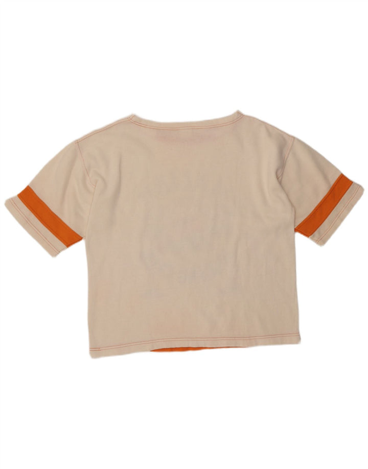 Camiseta feminina vintage Malibu com estampa gráfica UK 14 médio off white