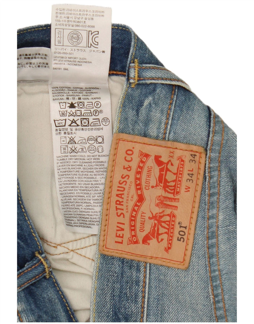 Levi's Masculino 501 Straight Jeans W34 L28 Azul Algodão