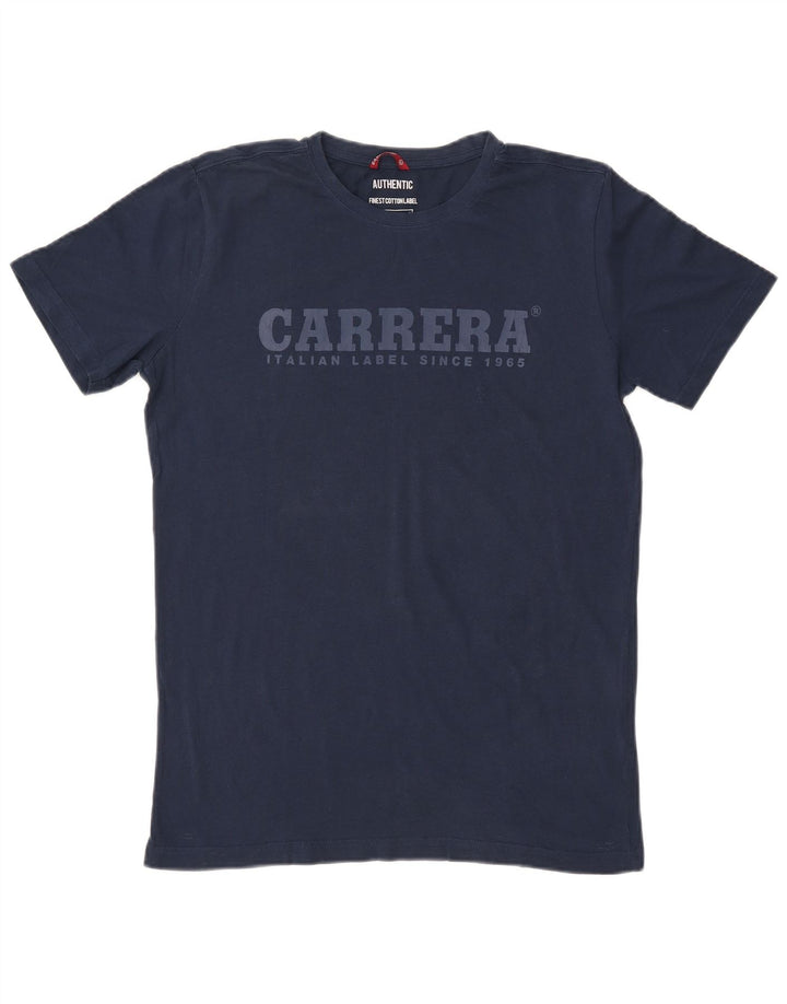 Camiseta masculina gráfica CARRERA Top médio algodão azul marinho