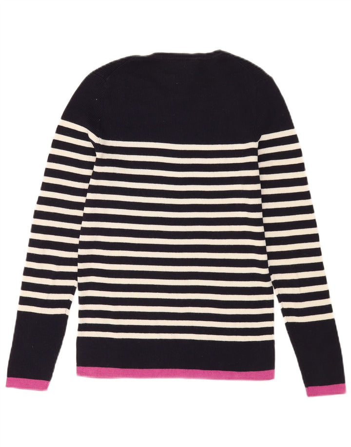 Suéter feminino Massimo Dutti com gola redonda Reino Unido 12 médio azul marinho