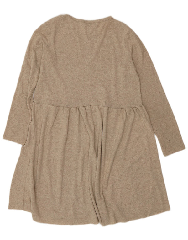 Vestido jumper feminino Zara UK 10 pequeno poliéster bege
