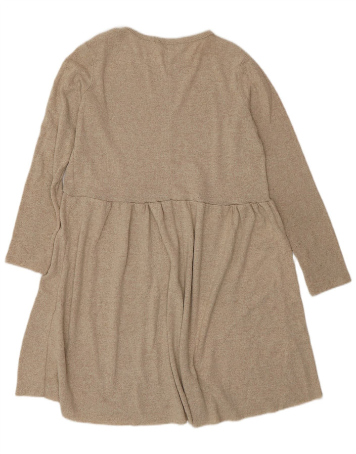 Vestido jumper feminino Zara UK 10 pequeno poliéster bege