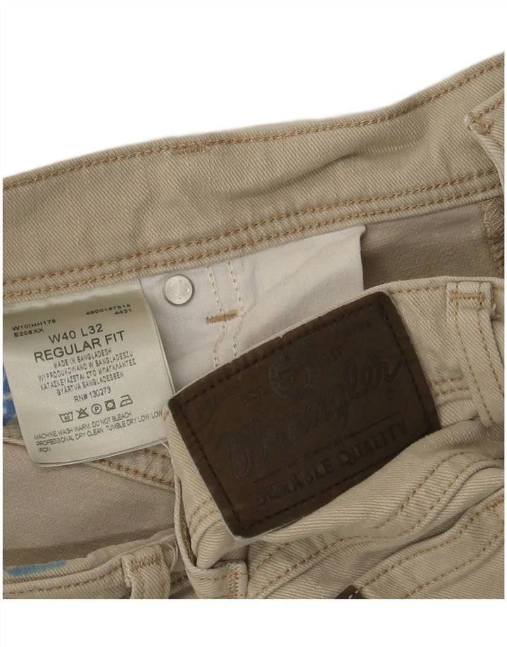 Wrangler Mens Regular Fit Straight Jeans W40 L32 Algodão Bege