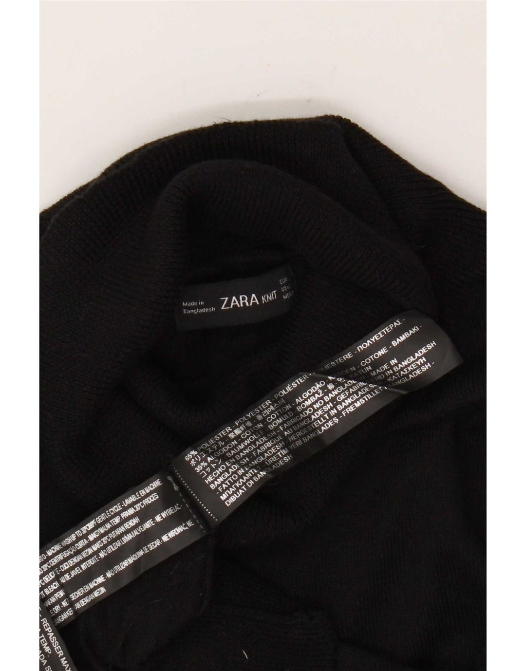 Suéter feminino Zara com gola redonda e poliéster preto pequeno Reino Unido 10