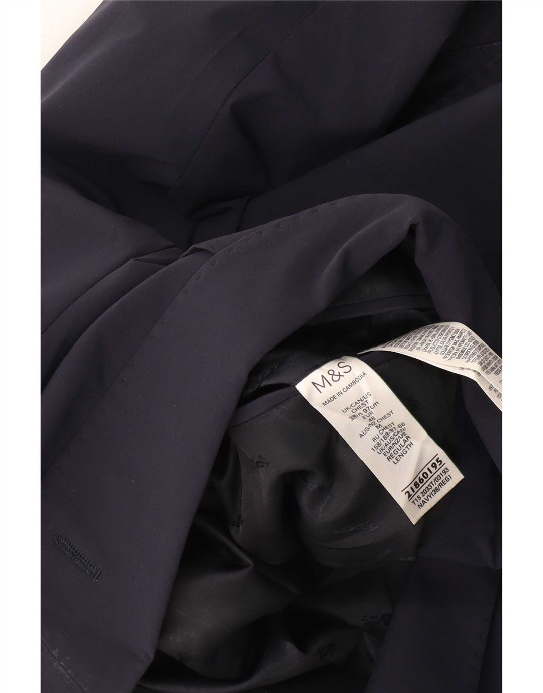 Jaqueta blazer masculina de 2 botões Marks & Spencer Reino Unido 38 azul marinho médio