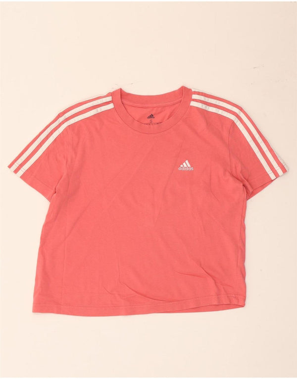 Adidas Womens T-Shirt Top UK 8/10 Small Pink Cotton