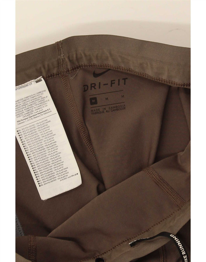 Leggings Nike Dri Fit UK 12 Médio Marrom Listrado Poliéster