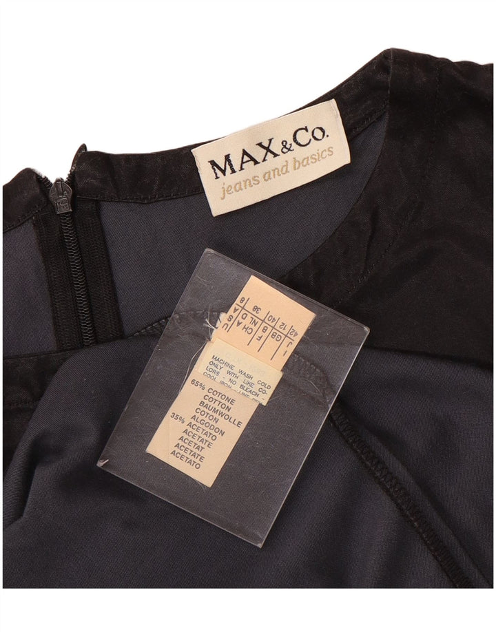 Max & Co. Vestido feminino sem mangas com bainha UK 12 algodão preto médio