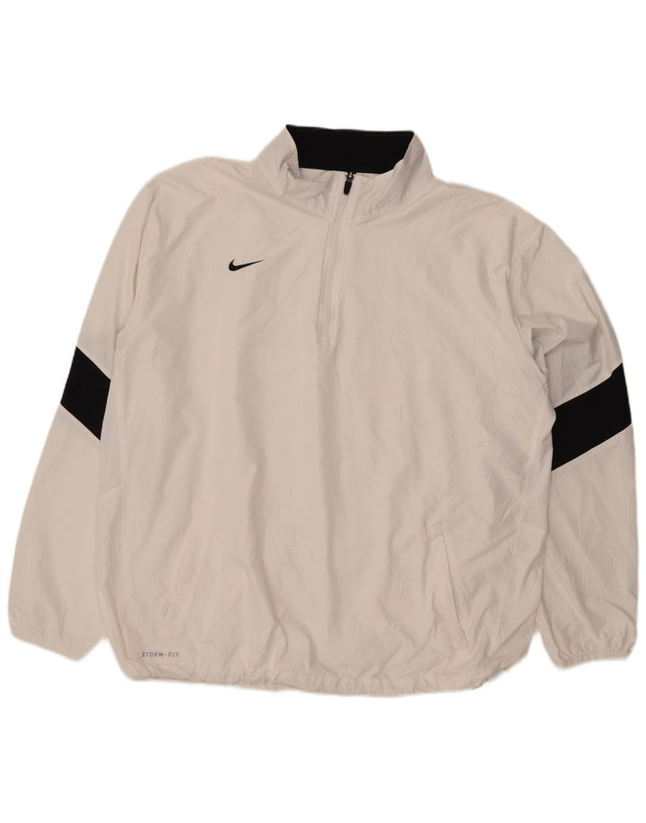 Jaqueta corta-vento Nike masculina Storm-Fit pulôver UK 42 XL branco colorblock