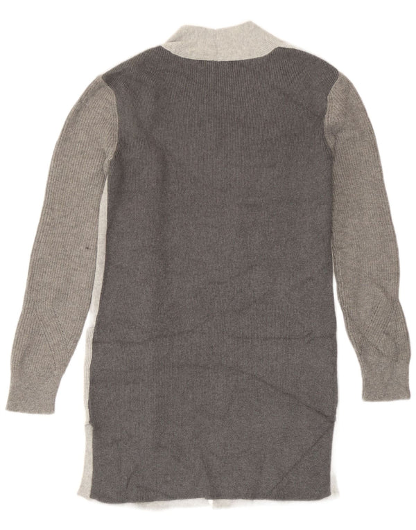 Suéter cardigã feminino Longline Marks & Spencer Reino Unido 6 XS cinza colorblock