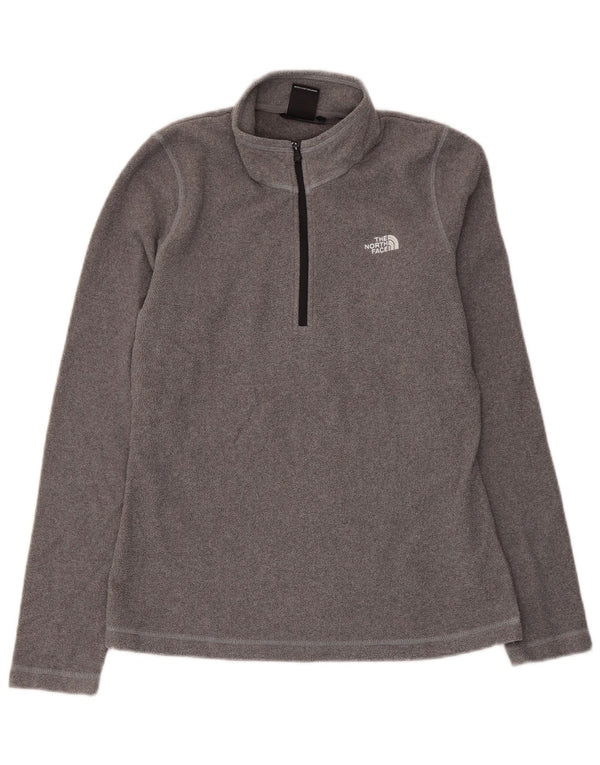 Suéter de lã feminino The North Face com zíper e gola UK 10 pequeno poliéster cinza