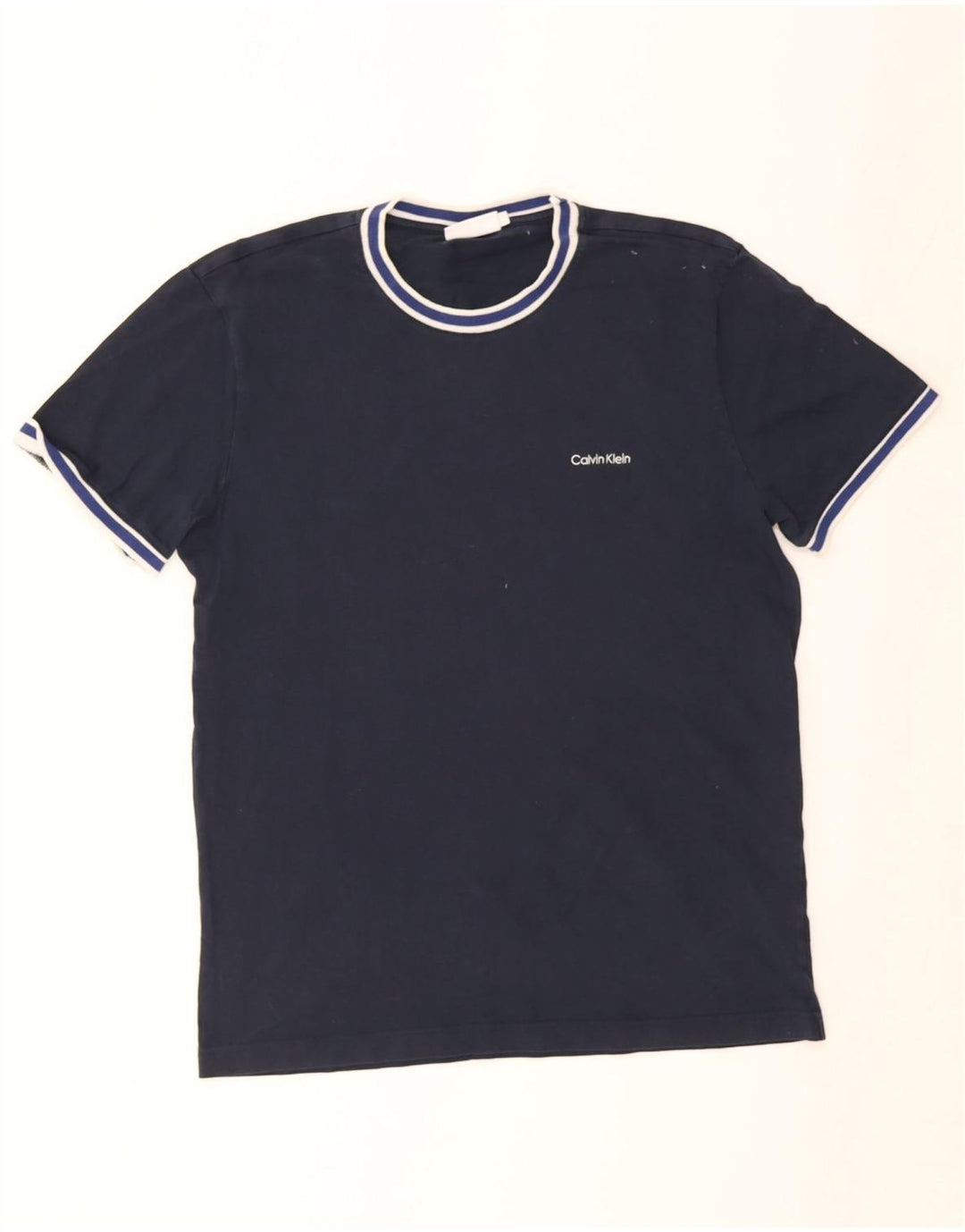Camiseta masculina Calvin Klein grande listrada azul marinho