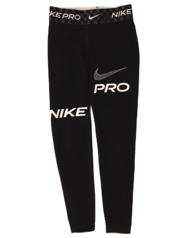 Leggings Nike Dri Fit Graphic Crop Femininas UK 8 Pequenas Pretas