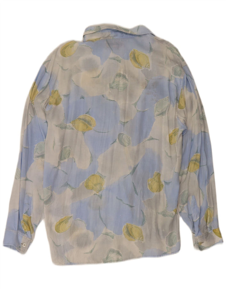 Camisa masculina vintage grande viscose floral azul