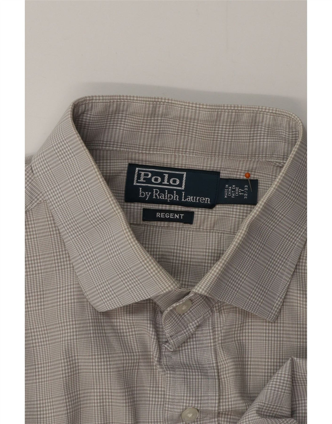 Camisa masculina POLO RALPH LAUREN tamanho 17 XL algodão xadrez cinza