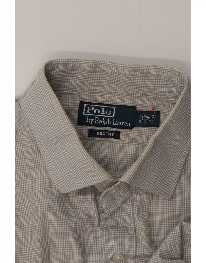 Camisa masculina POLO RALPH LAUREN tamanho 17 XL algodão xadrez cinza