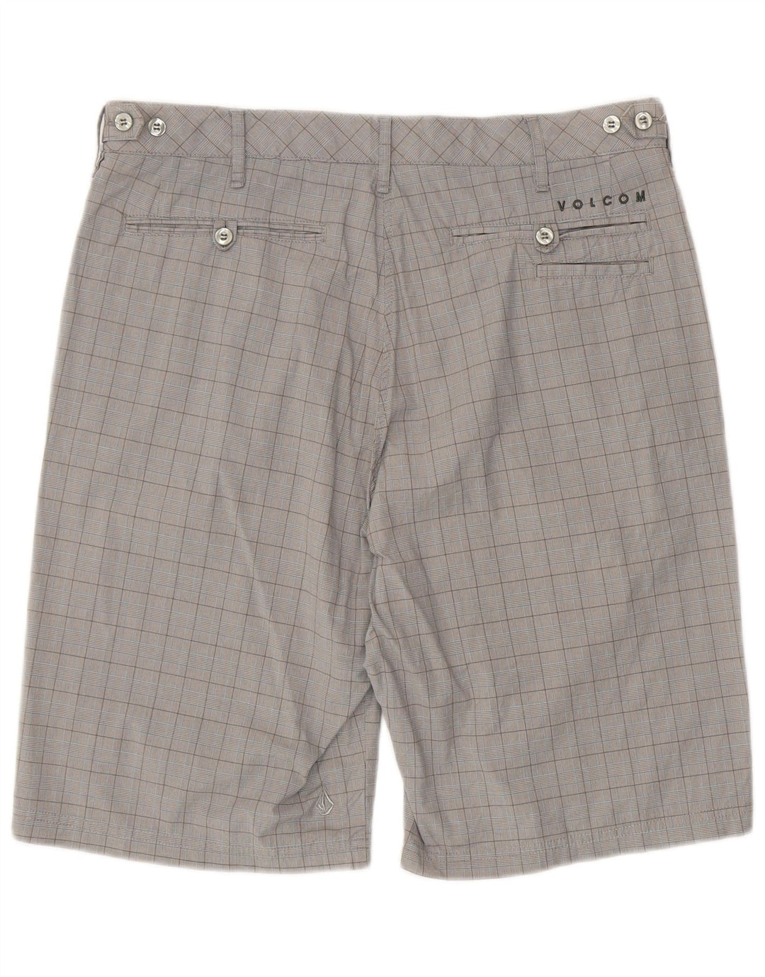 Shorts Chino Masculino Volcom W34 Grande Algodão Xadrez Cinza