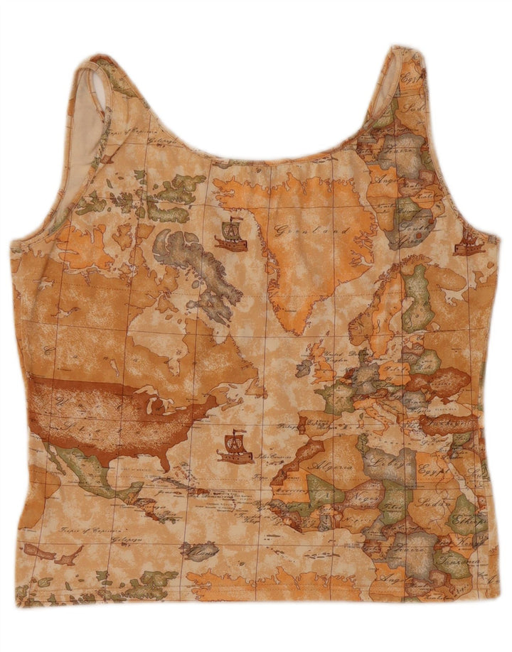 ALVIERO MARTINI Colete feminino Voyages Crop Top IT 48 XL Bege Geométrico