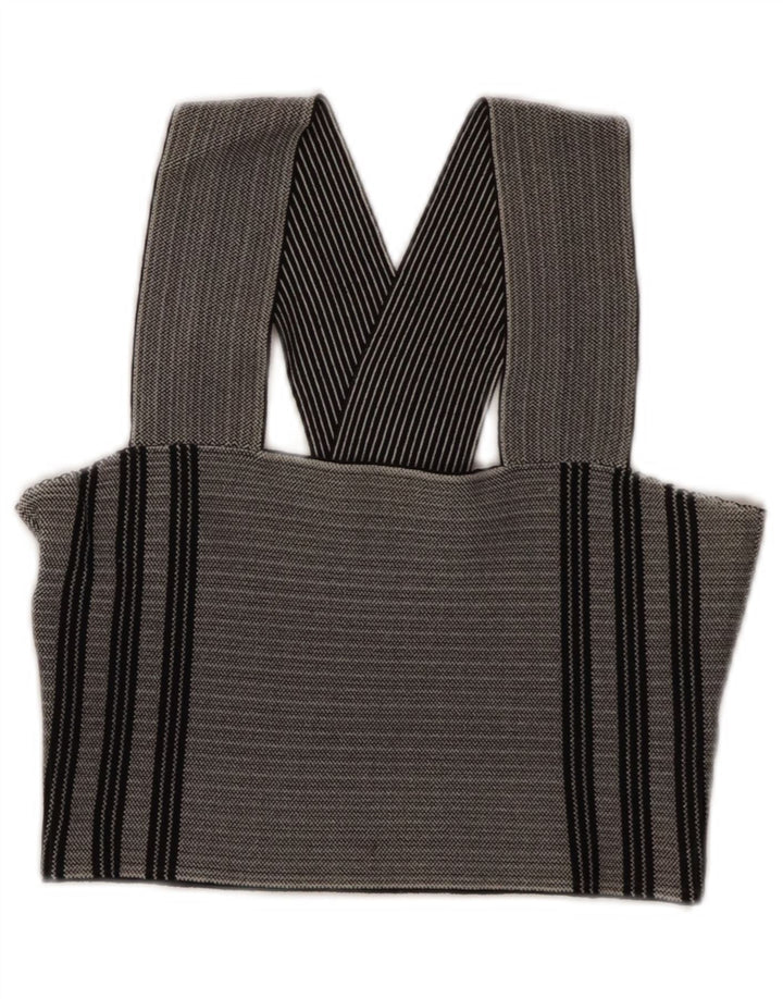 Topshop feminino crop top UK 8 viscose listrada cinza pequena