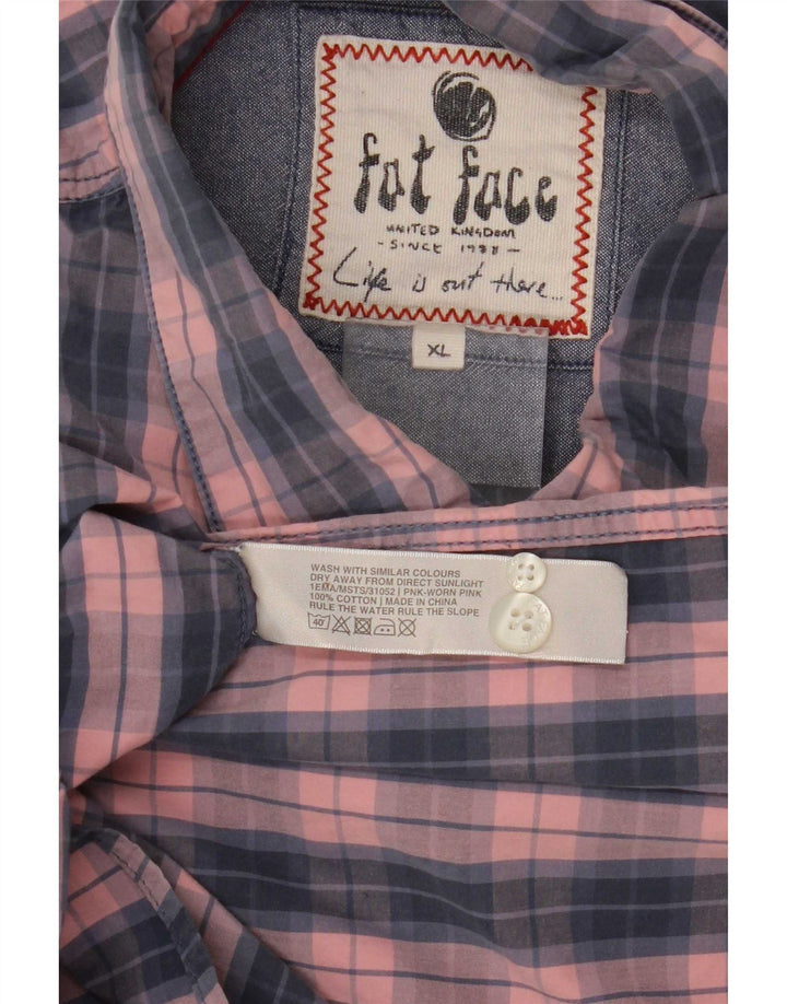 Camisa masculina de ajuste regular Fat Face XL algodão xadrez rosa