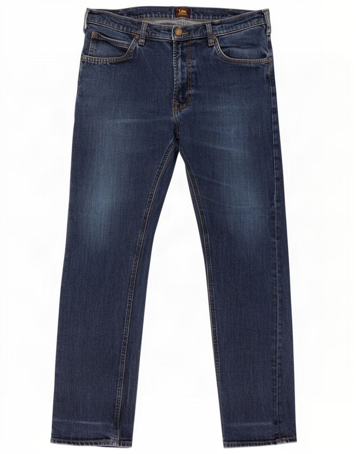 Lee Womens Daren Zip Fly Straight Jeans W36 L30 Azul Algodão