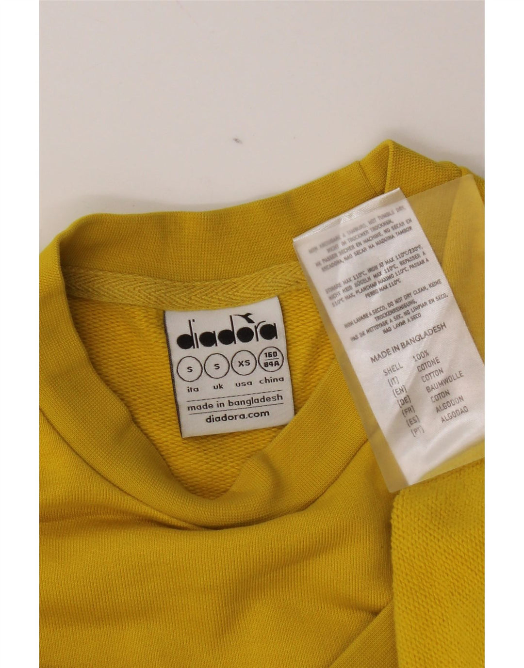 Diadora Mens Graphic Loose Fit Moletom Jumper Pequeno Amarelo Colorblock