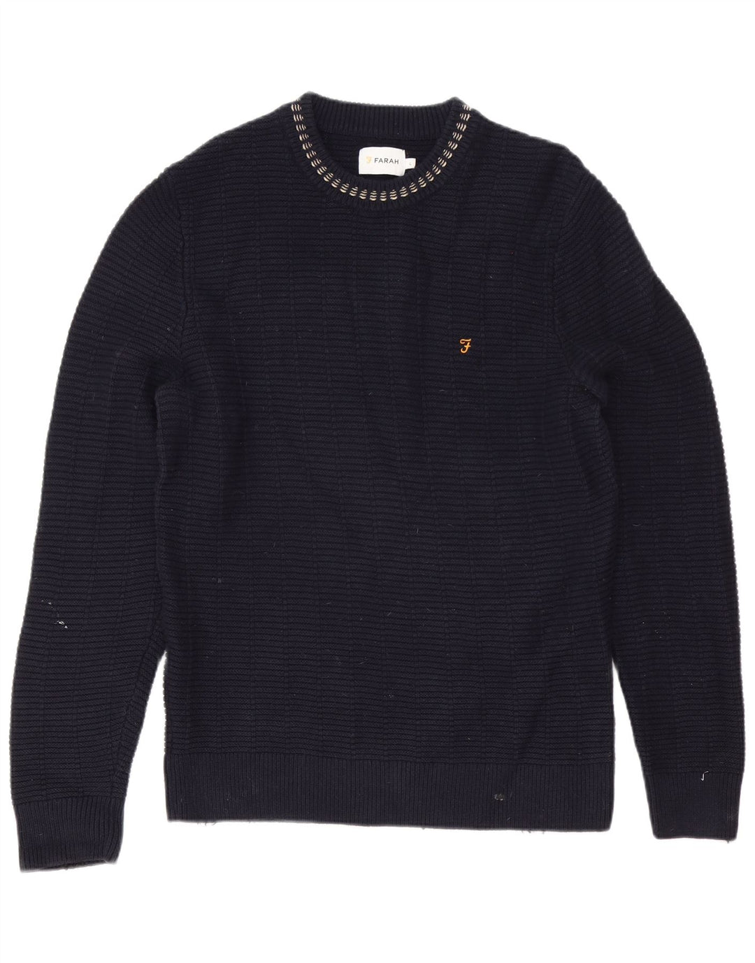 Suéter masculino Farah com gola redonda, grande algodão azul marinho
