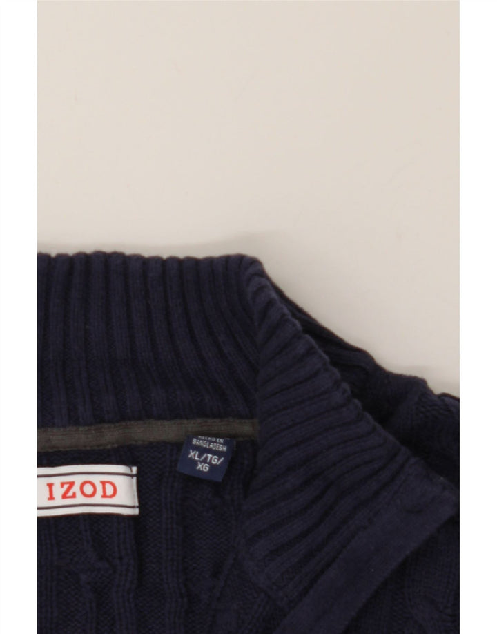 IZOD Mens Zip Neck Jumper Sweater XL Navy Blue Cotton Vintage Izod and Second-Hand Izod from Messina Hembry 